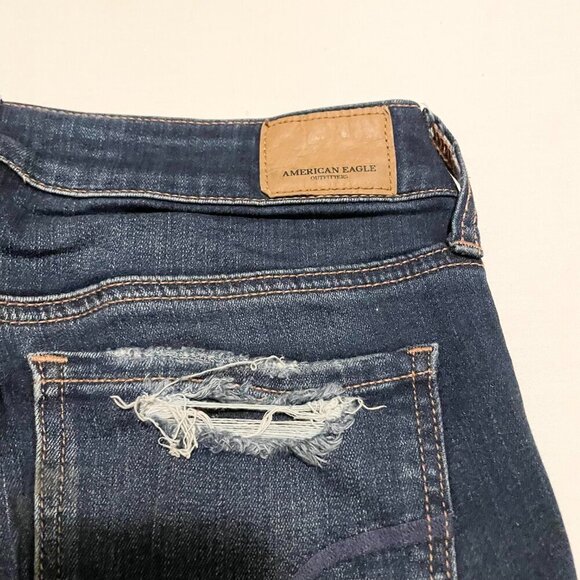 American Eagle Super Stretch Denim Jeans Size 4 Distressed - Picture 12 of 14